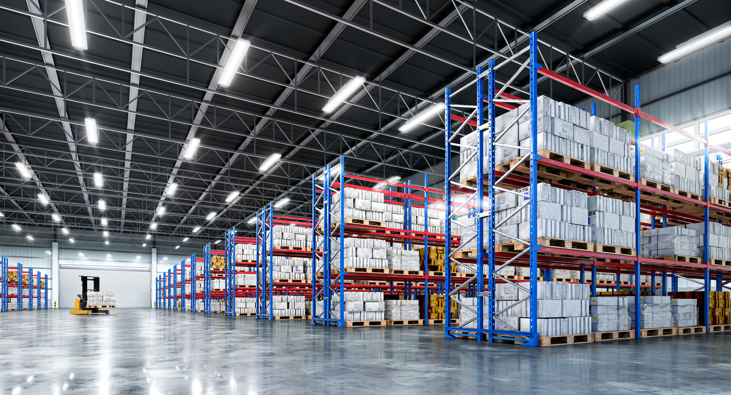 Interior of a warehouse.
